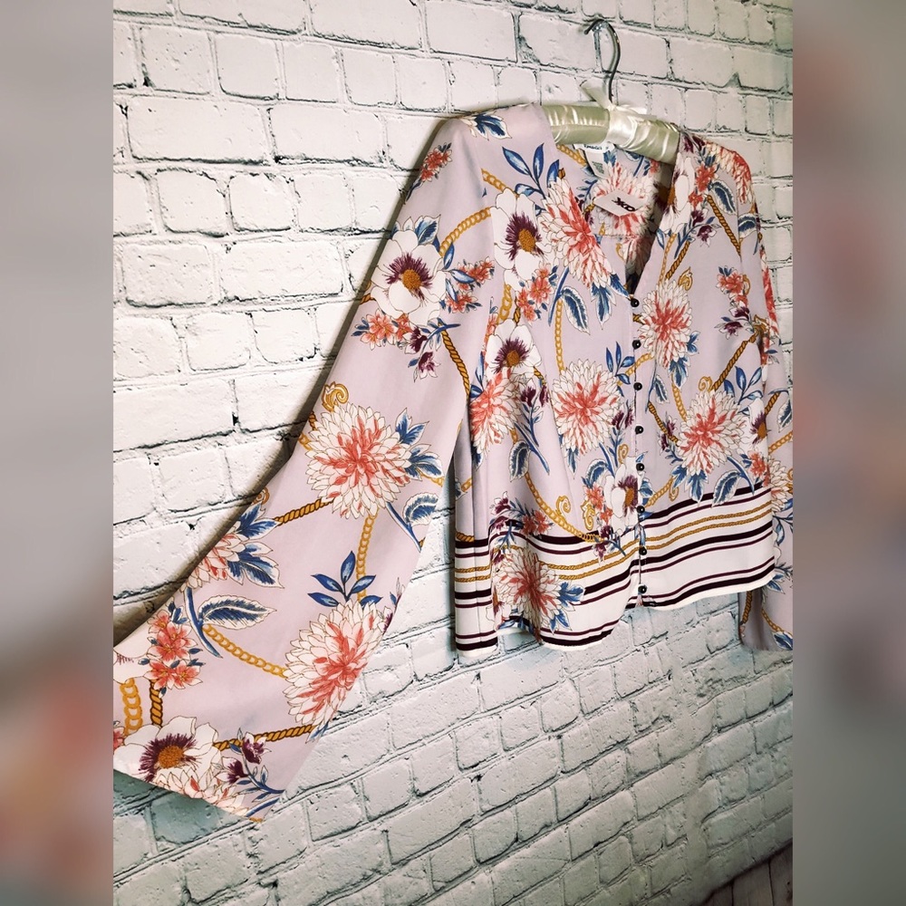 Urban Romantics Flowy Boho Bell Sleeve Top